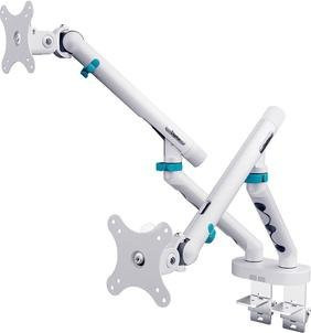 Digitus Dual Monitorhalterung für 2x 35 Zoll bis 10 kg mit mechanischer Federung, Weiß, VESA 75x75 mm - Bild 1