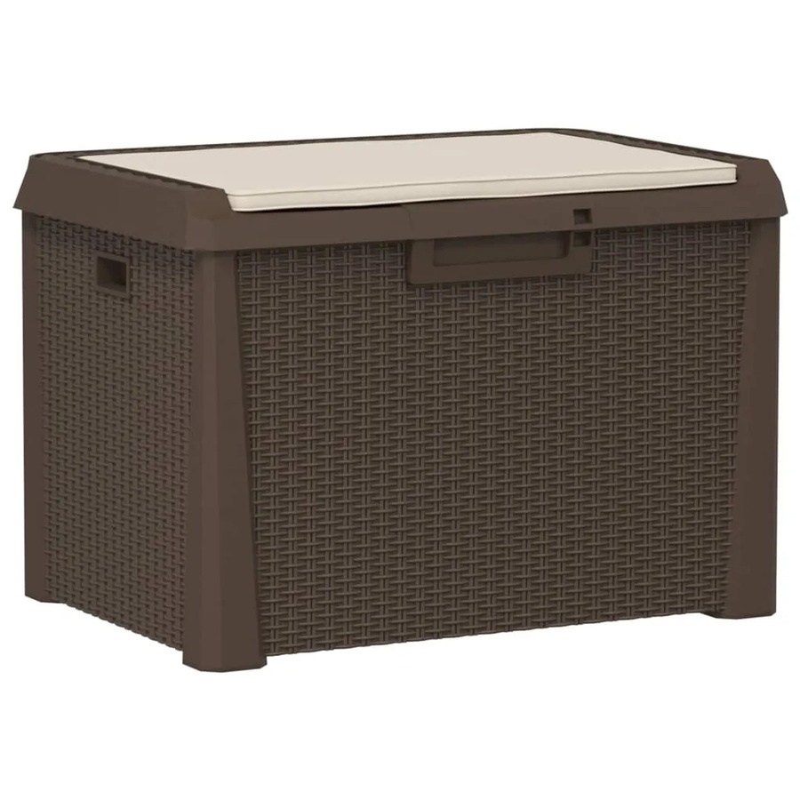 vidaXL Gartentruhe mit Sitzkissen Braun aus Polypropylen mit 125 l Volumen, B/T/H: 125 x 50,5 x 50,5 cm - Bild 2