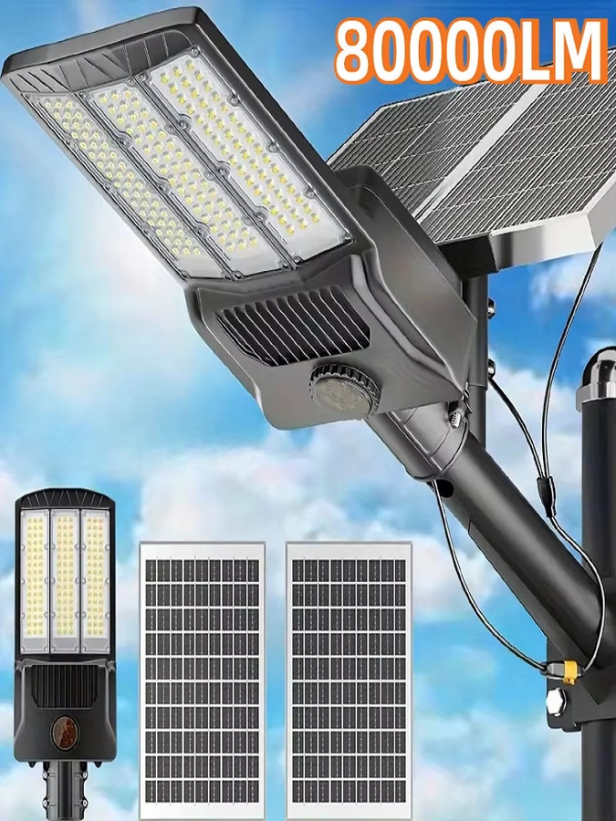 YQCHEZI Solar-Straßenlaterne als Flutlicht in Schwarz mit 6500 K Kaltweiß, 480000 lm und Dämmerungssensor für Garten und Parkplatz - Bild 6
