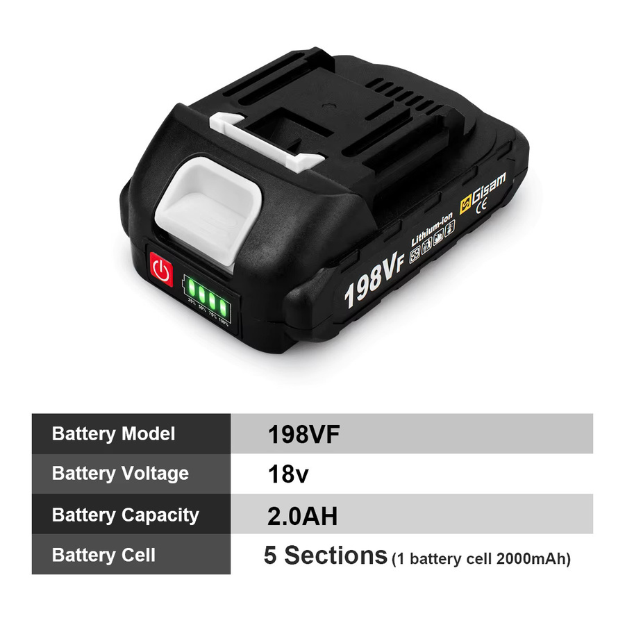 Gisam Wiederaufladbarer Lithium-Ionen-Akku 4,5Ah für Makita 18V, Farbe: Schwarz - Bild 2