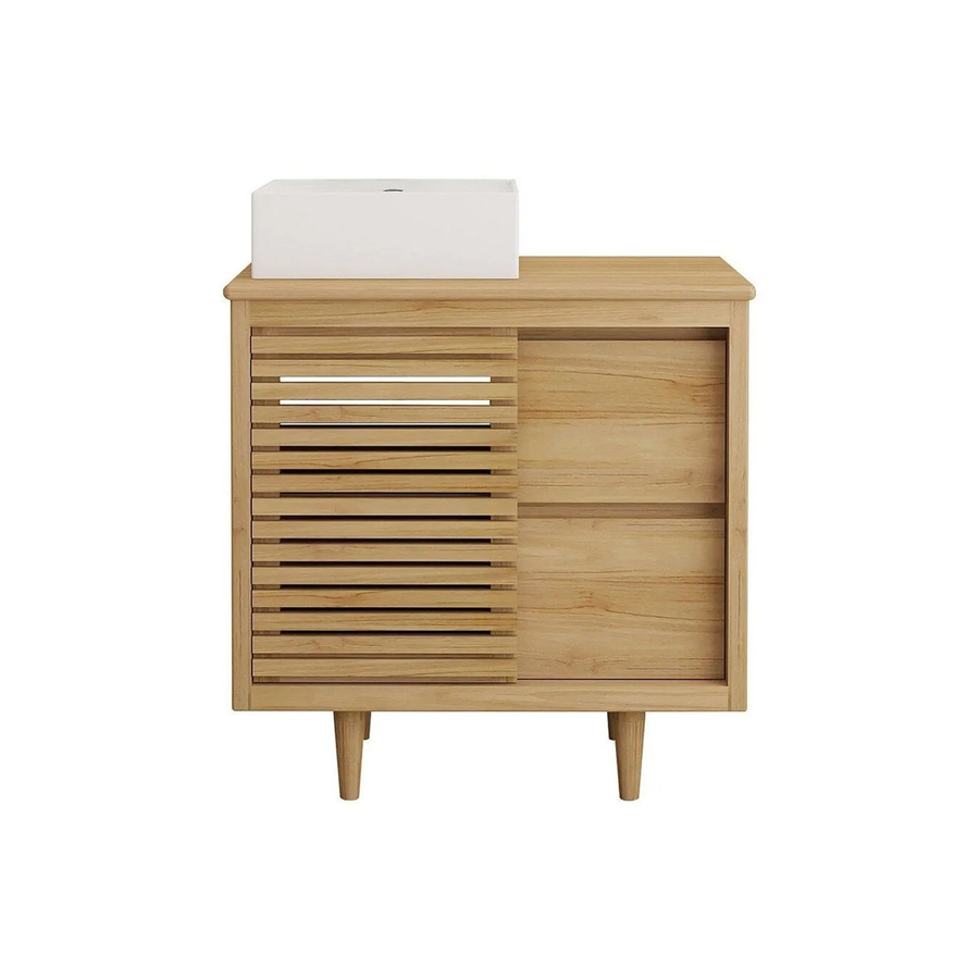 Vente-unique Einzelwaschtisch Toraja aus Massivholz Teak in Naturfarben Hell B: 80 cm, T: 55 cm, H: 80 cm - Bild 2