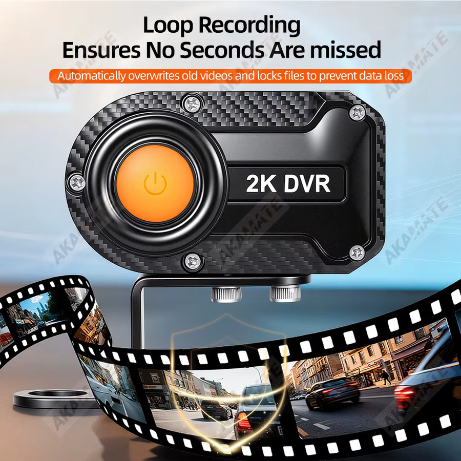 AKAMATE 2K HD Motorrad Dash Cam mit WiFi, IP67 wasserdicht, 130 Grad Weitwinkel und Loop-Aufnahme, Schwarz - Bild 4