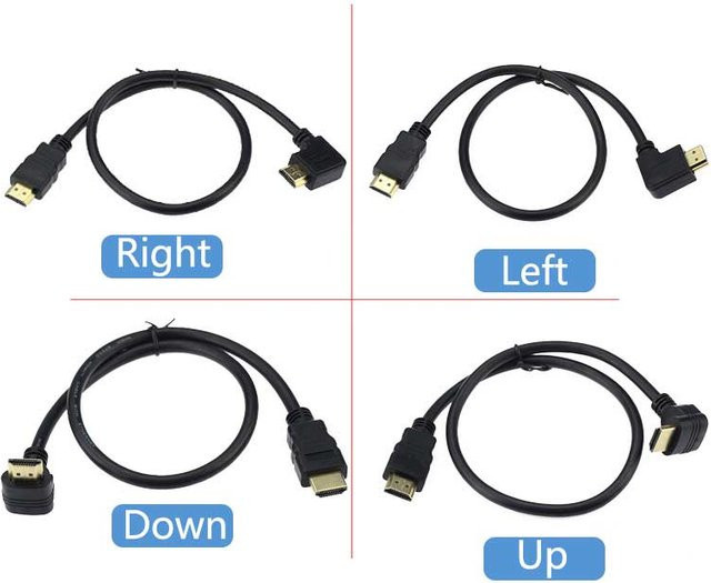 BSN HDMI Kabel mit 90-Grad-Winkelanschluss in Schwarz, Stecker auf Stecker (M/M), Länge: 0,5 m - Bild 1