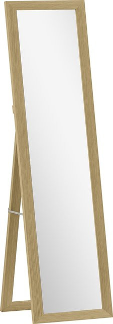 HOMCOM Standspiegel Eiche, freistehender Ganzkörperspiegel mit Ständer für Schlafzimmer und Flur, B/H: 37 x 157 cm - Bild 1