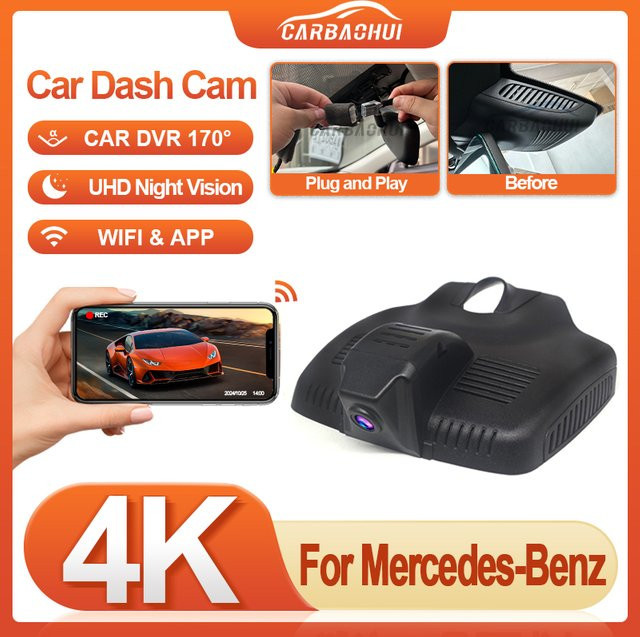 CARBAOHUI 4K UHD Dashcam mit Wifi für Mercedes-Benz E-Klasse W212 W213, C-Klasse W205 S205 und GLC X253 in Schwarz - Bild 1