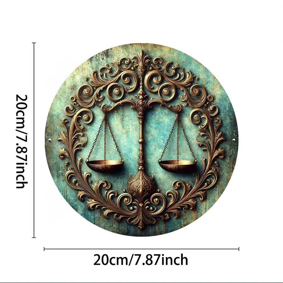 Vintage Metall-Blechschild Justitia-Skala Wanddekoration von CIFBUY, Mehrfarbig, Breite: 20,32 cm, Höhe: 20,32 cm, Tiefe: 0,1 cm - Bild 4