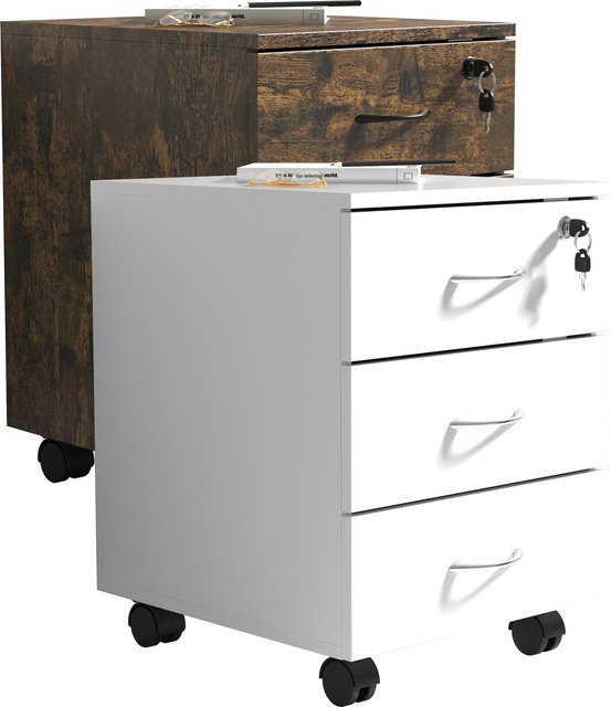 VCM Rollcontainer Baula L abschließbarer Beistellcontainer mit drei Schubladen H x B x T: 55 x 40 x 44 cm - Bild 1