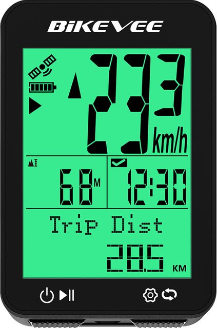 Bikevee Mehrsprachiger GPS-Fahrradcomputer in Schwarz, kabelloser Fahrrad-Kilometerzähler und Tachometer mit multifunktionalem LCD-Bildschirm für Mountainbikes - Bild 1