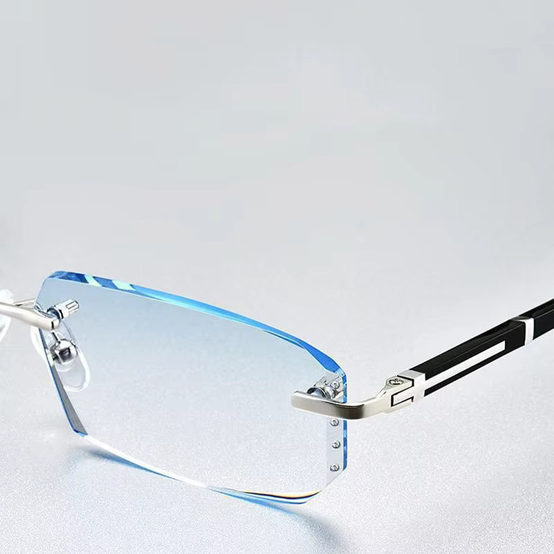 CHUANCHEN Lesebrille, randlos, rechteckig, Metall, transparent, Herren - Bild 3