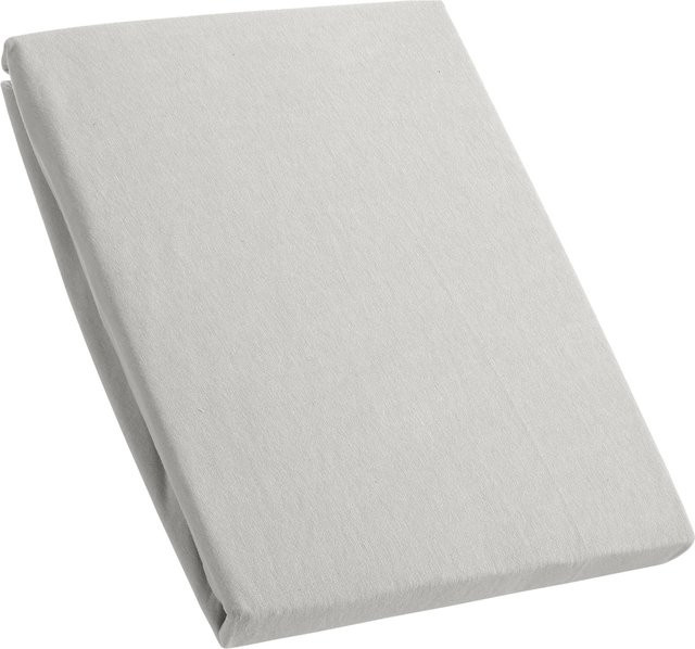 Kinzler Spannbetttuch aus Baumwoll-Jersey, grau, B/T: 200 x 200 cm, Höhe: 30 cm - Bild 1