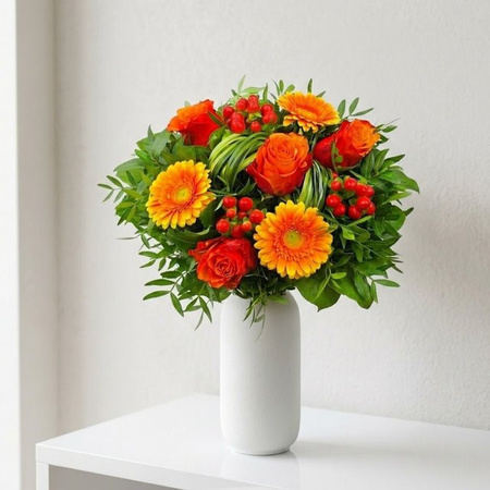Blumenversand Edelweiß Blumenstrauß Rose Gerbera Mixed Orange Thank you