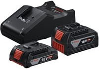 Bosch Starter-Set 18V mit 1x GBA 18V 4,0Ah Akku, 1x GBA 18V 2,0Ah Akku und GAL 18V-40 Ladegerät in Schwarz - Bild 1