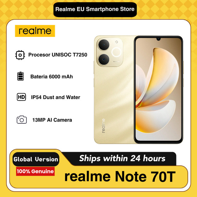 realme Note 70T 4G Smartphone Schwarz mit 6,75 Zoll Display, 6000mAh Akku und 32MP Kamera - Bild 1