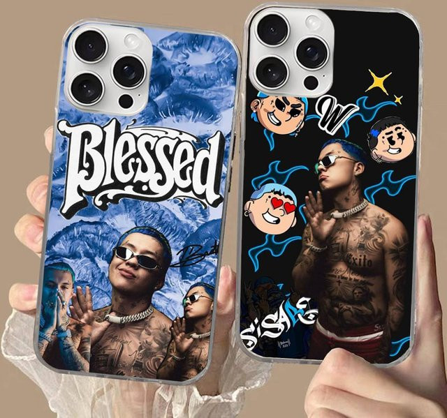 B-Blessd Handyhülle für iPhone 16, 15, 14, 13, 12, 11 Pro Max Plus mit silbrigem Satin-Design - Bild 1