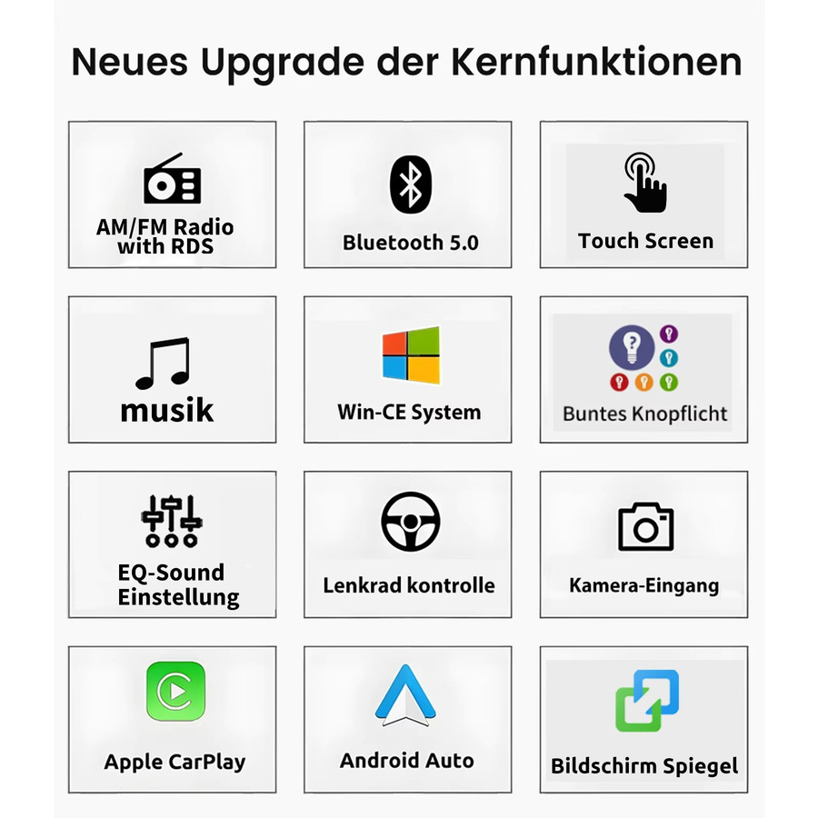 ESSGOO 7 Zoll Autoradio mit kabellosem CarPlay, Android Auto und Bluetooth für VW Golf 5 6, Polo, T5, Touran und Passat in Schwarz - Bild 2