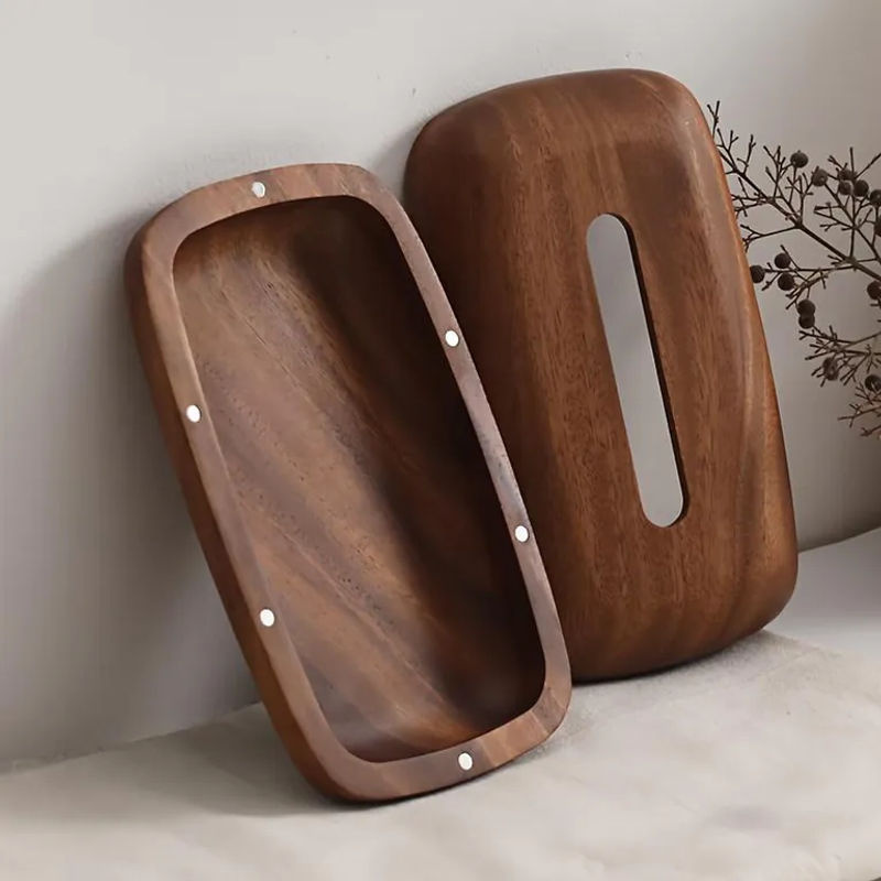 LEEAN Taschentuchboxhalter aus Walnussholz in Braun mit minimalistischem rechteckigem Design - Bild 8