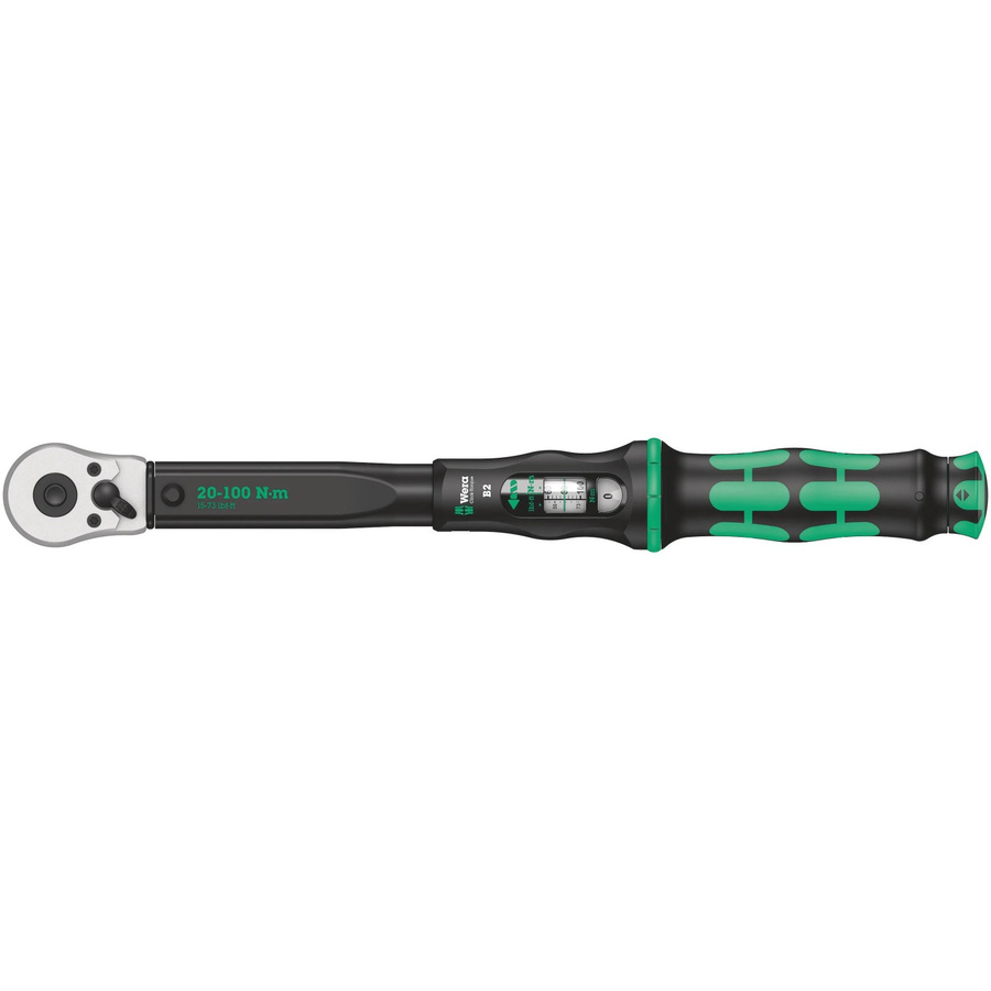 Wera Click-Torque B 2 Drehmomentschlüssel mit Umschaltknarre 3/8 Zoll, 10 - 100 Nm, Schwarz-Grün - Bild 2