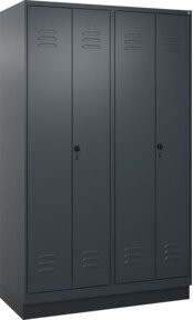 C+P PSA Doppel-Spind Classic PLUS mit Sockel, 4 Abteile, Anthrazit/Schwarz, B/T/H: 120 x 50 x 195 cm, mit Sicherheits-Drehriegel und Scharniertüren - Bild 1