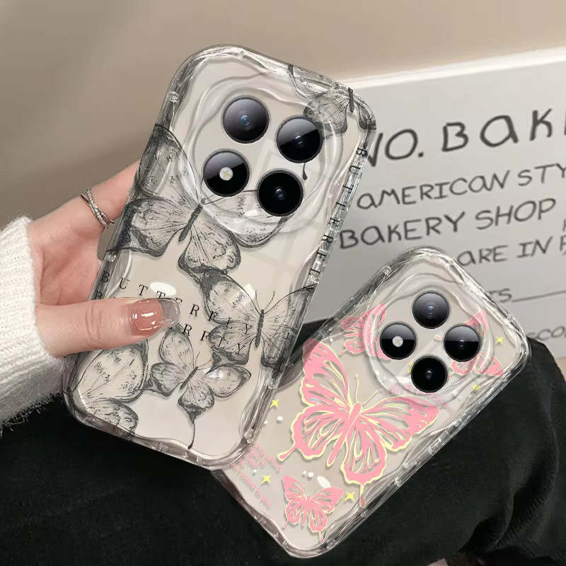 Stoßfeste TPU-Schutzhülle mit Schmetterlingsmuster für Xiaomi Redmi Note 15 Pro 5G, Pro+ und Plus, transparent - Bild 3
