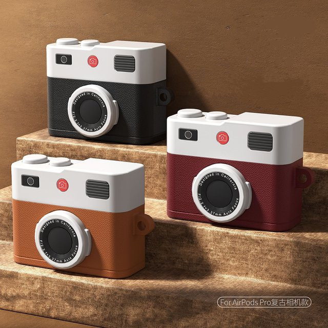 Fancan Retro-Kamera Silikon-Schutzhülle für AirPods Pro 3, Pro 2 und 4 Generation in Weiß - Bild 1