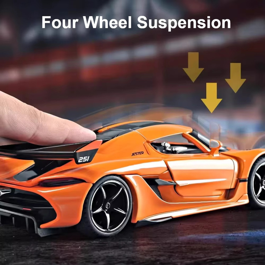 MAKEDA Jesko Super Auto Modell, Sportwagen, Metall, mit Musik, grau - Bild 3