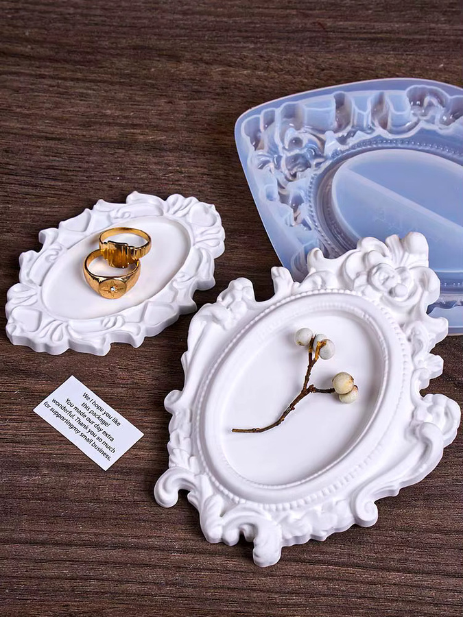 UDOCOOL Silikonform mit geprägter Spitze für DIY Vintage Design Schmuck und Deko-Platten in Ovalform - Bild 5