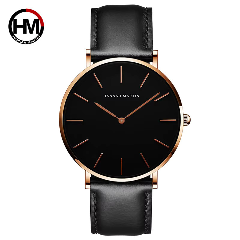 HANNAH MARTIN Armbanduhr, Quarz, Leder, Schwarz, Herren - Bild 3