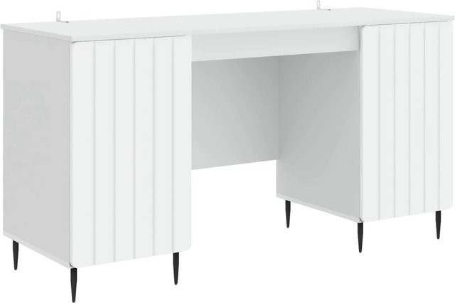 vidaXL Schreibtisch mit Regal in Weiß aus Holzwerkstoff, B/T/H: 142,5 x 50 x 75 cm - Bild 1