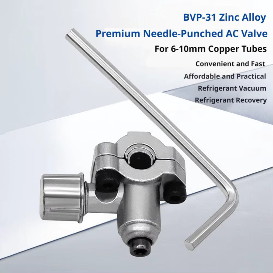 BPV-31 Durchstechventil-Set aus Zinklegierung in Silber für die Kältemittelbefüllung und Reparatur von Kupferrohren 6-10mm im HVAC-Bereich - Bild 2