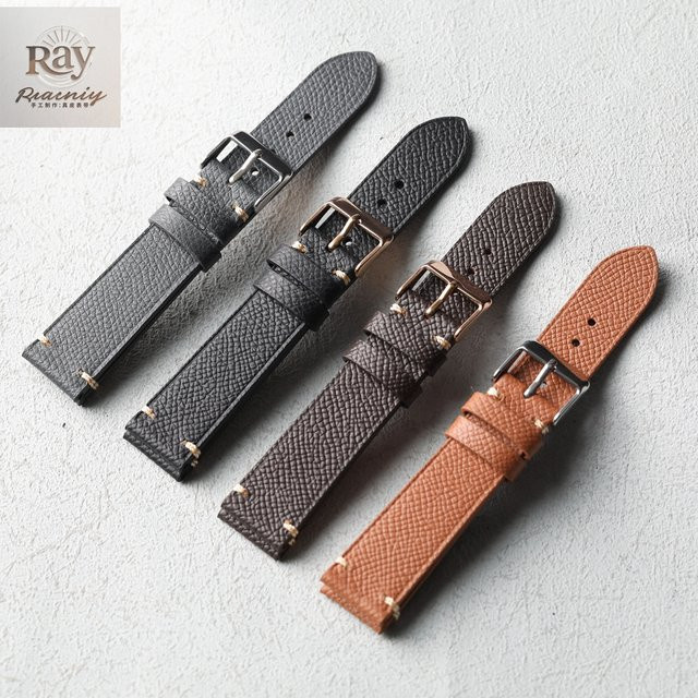 Raystray Uhrenarmband Leder, Palmenmuster, Schwarz, Vintage - Bild 1