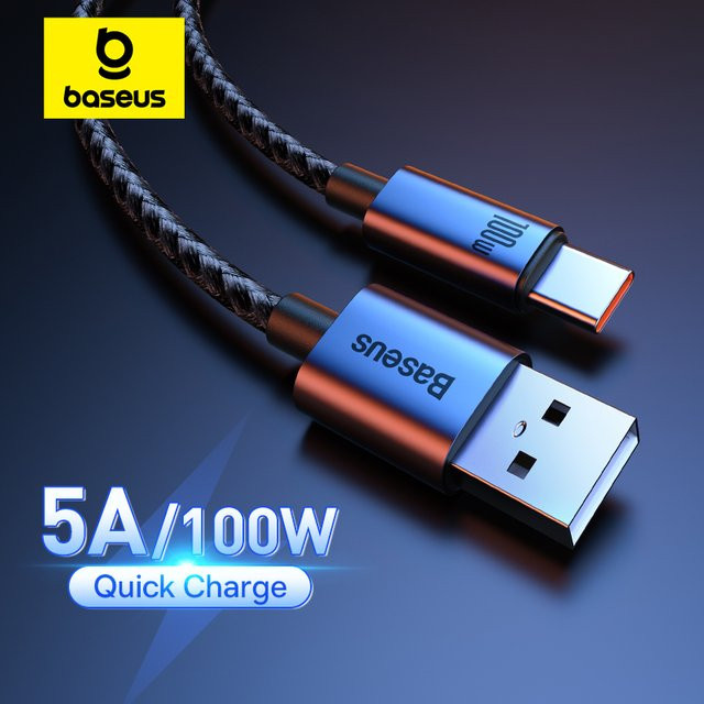Baseus USB-C Schnellladekabel 100 W in Schwarz - Bild 1