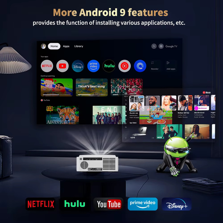 DESS 4K Heimkino-Projektor mit 1080P Full HD, Autofokus, Dual WiFi 6 und Bluetooth 5.0, Weiß - Bild 2