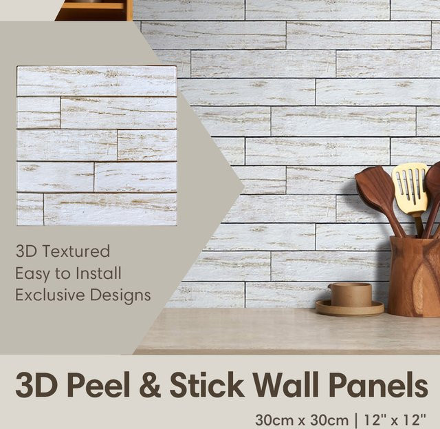 10 Stück COMMOMY 3D-Wandpaneele aus PVC in Grün und Weiß mit pastoralem Design zum Aufkleben - Bild 1