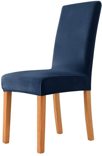 Yiran Furniture Esszimmerstuhl aus Samt in Navy Blau mit elastischem Stoffbezug - Bild 1