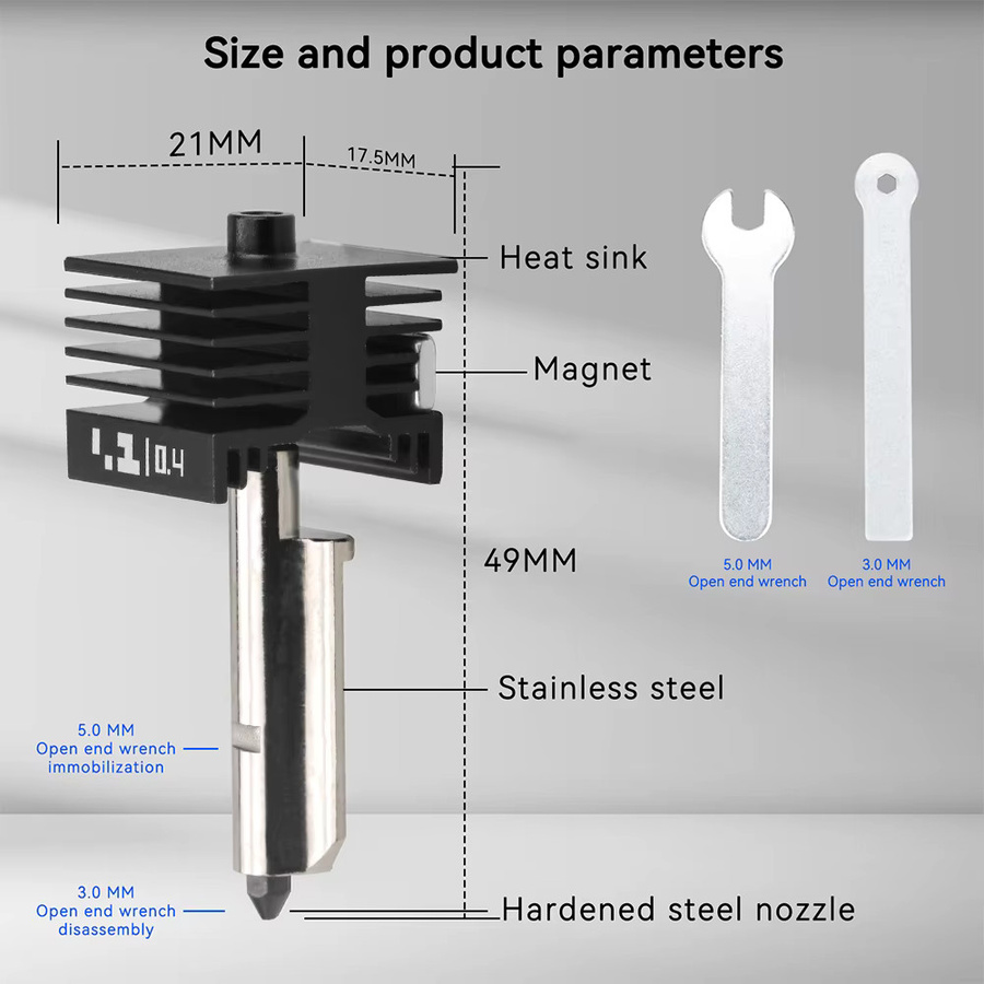 P2S Hotend-Kit für Bambu Lab A1 und A1 Mini 3D-Drucker mit abnehmbarer Düse in Schwarz - Bild 2
