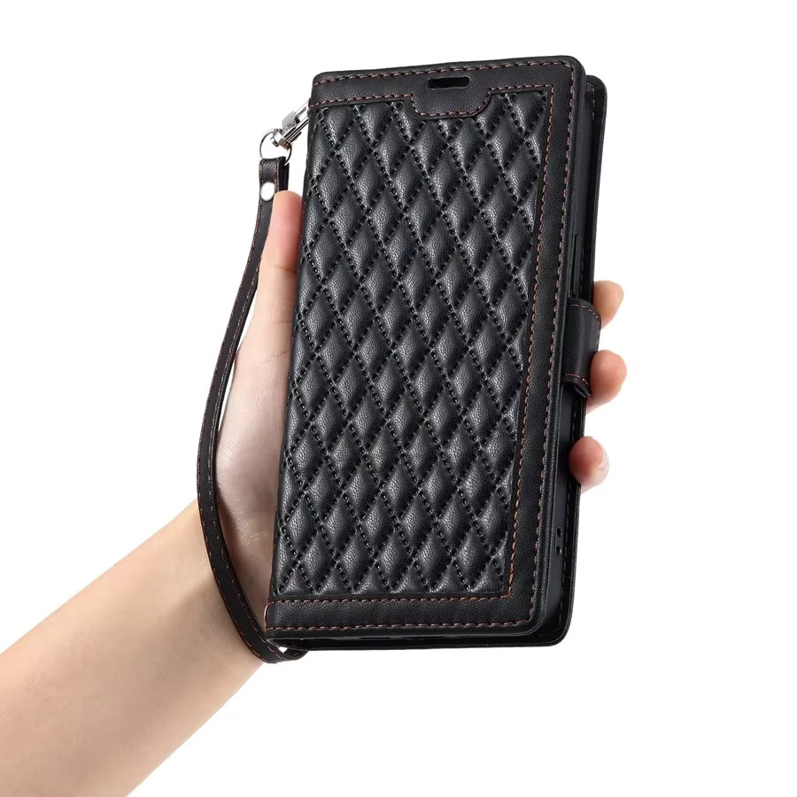 Gesteppte Leder-Handyhülle mit Kartenfach und Wallet-Funktion für Samsung Galaxy S25 Edge S24 Ultra S23 FE S22 S21 S20 Plus Note20 in Rot - Bild 5