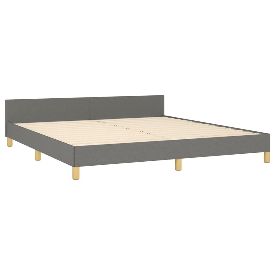 vidaXL Bettgestell mit Kopfteil aus Stoff in Dunkelgrau, B/T/H: 160 x 200 x 128 cm - Bild 3
