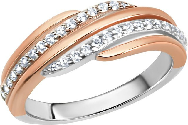 Zeeme Ring 925 Silber, zweifarbig, Zirkonia weiß, Damen - Bild 1