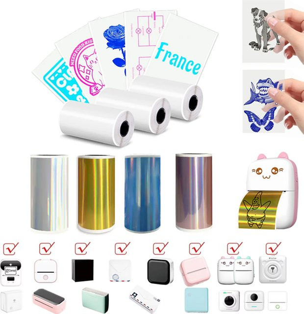 Paperang Holographische Laser Thermo Aufkleber Transparent Glänzend für T02/M02/M03/M04 A6 Foto Notizen - Bild 1