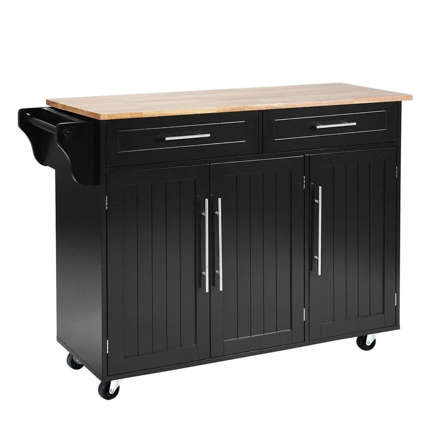 Costway Küchenwagen mit Rollen und Schubladen in Schwarz, moderner Küchentrolley aus Holz und MDF, B/T/H: 76,0 x 46,0 x 122,0 cm - Bild 2