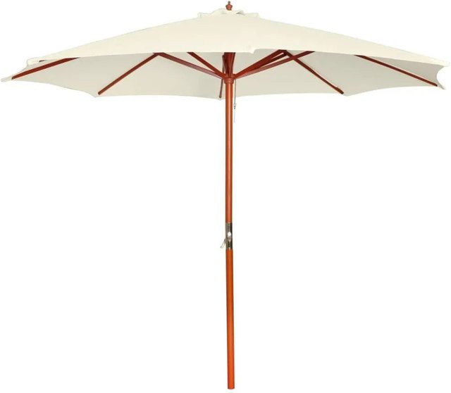 vidaXL Sonnenschirm aus Hartholz und Polyester in Sandweiß, B: 300 cm, H: 258 cm - Bild 1