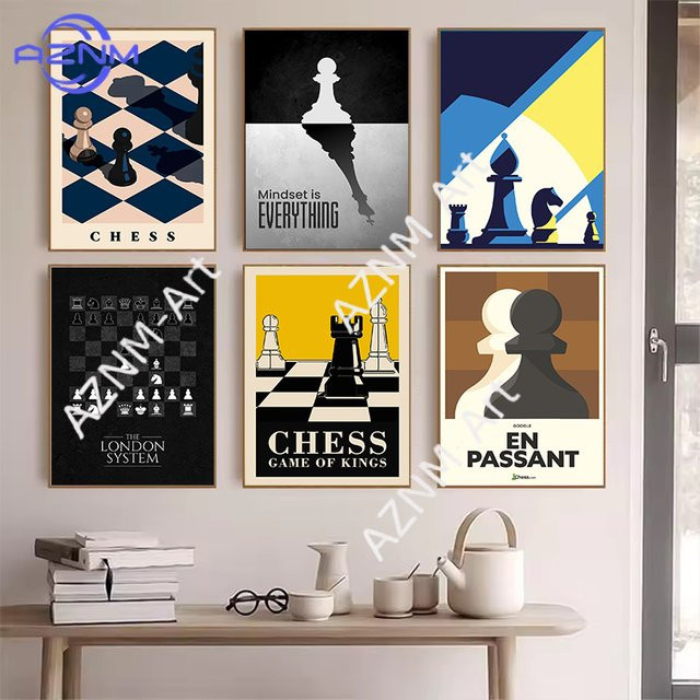 KAYOU Vintage Internationales Schach Leinwand-Poster als moderne Wandkunst für dein Wohnzimmer oder Spielzimmer in Mehrfarbig - Bild 1