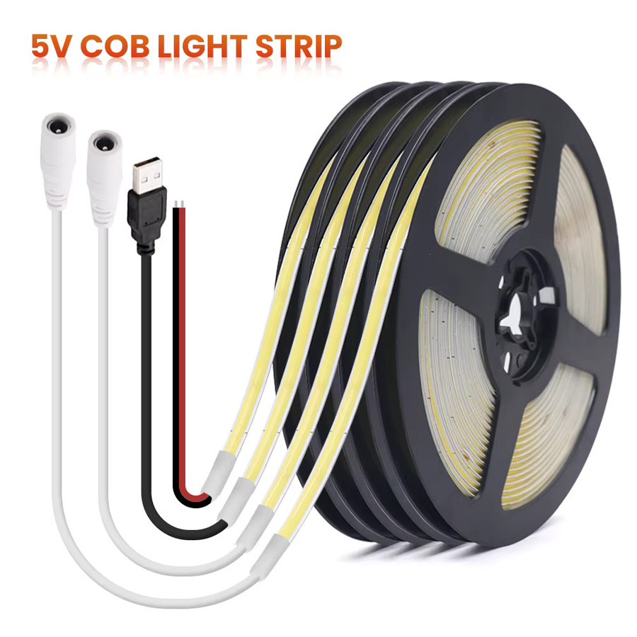 XUNATA COB LED-Streifen USB Weiß, 12 V, flexible lineare Beleuchtung mit hoher LED-Dichte und selbstklebender Rückseite - Bild 2