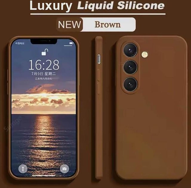 Stoßfeste Flüssigsilikon Hülle für Samsung Galaxy S25 Plus in Braun - Bild 1
