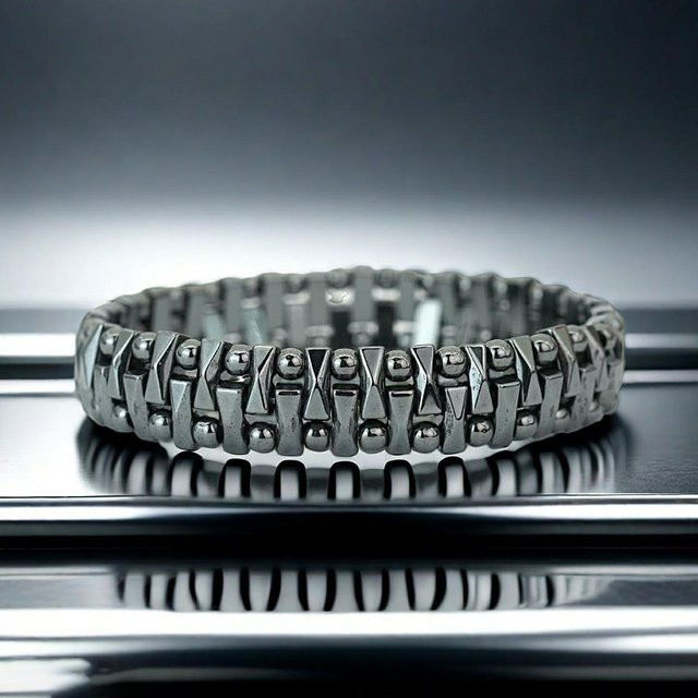 Noter Armband, Hämatit, Perle, Schwarz, Herren, Punk - Bild 1