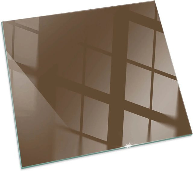 Tulup Glasplatte für Kamin in Braun, quadratische Bodenplatte für Kaminöfen, B/B: 60 x 60 cm - Bild 1