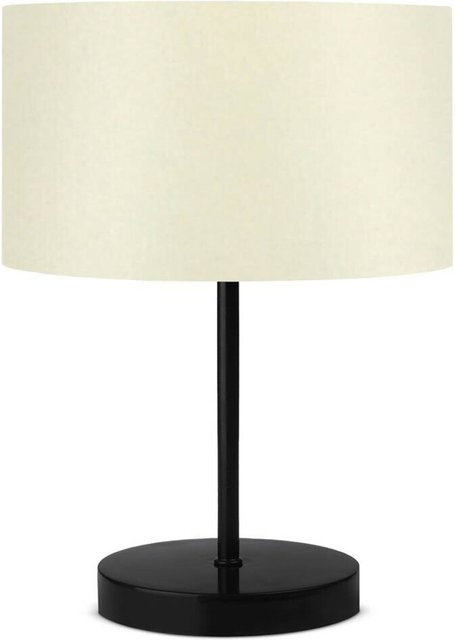 Opviq Tischleuchte in Creme mit Stoffschirm und Metallfuß, E27, B/T/H: 24 x 24 x 37 cm - Bild 1