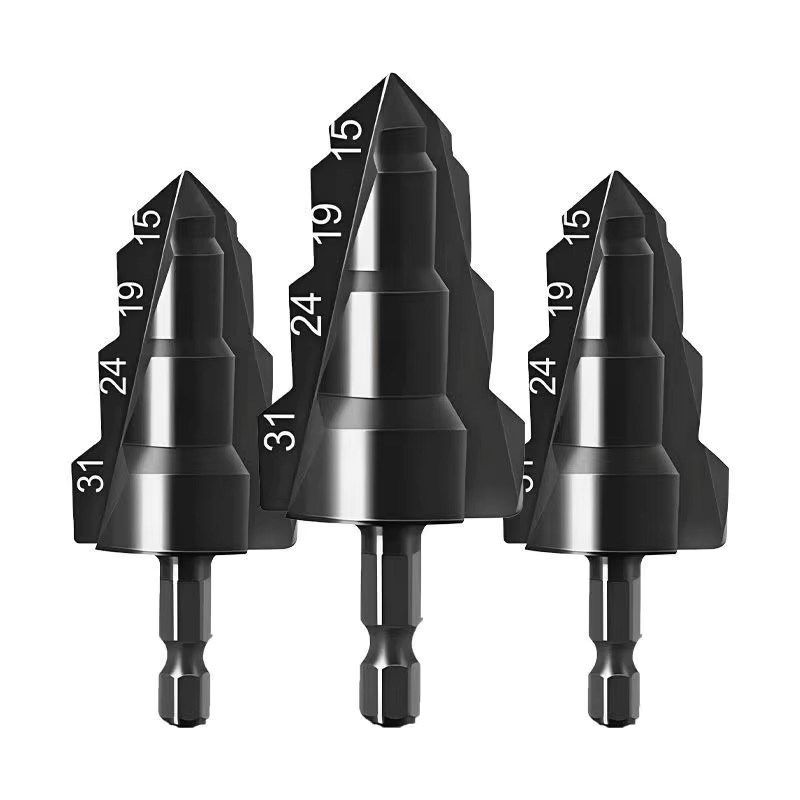 JUSTINLAU 3-in-1 PPR Hebebohrer Stufenbohrer mit Sechskantschaft als Lochöffner und Kernbohrer für Wasserrohre, Durchmesser: 15 mm, 19 mm, 24 mm, 31 mm - Bild 2