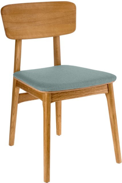 VEGA Stuhl Yorin im skandinavischen Design aus Stoff und Eichenholz, 2er Pack, Sitz hellblau, Gestell braun, B/T/H: 47 x 55 x 82 cm - Bild 1