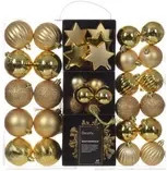 Decoris Christbaumschmuck Mix in Gold mit Kugeln, Sternen und Schneeflocken aus Kunststoff - Bild 1